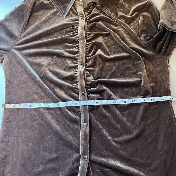 Red by BKE Buckle womens XL brown velvet collared button up blouse NEW western - Picture 8 of 8